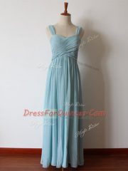 Unique Aqua Blue Straps Neckline Ruching Quinceanera Court Dresses Sleeveless Zipper