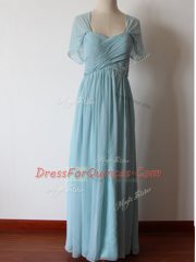 Unique Aqua Blue Straps Neckline Ruching Quinceanera Court Dresses Sleeveless Zipper