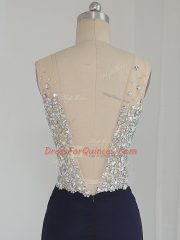 Hot Sale Black Backless V-neck Beading Evening Dress Chiffon Sleeveless