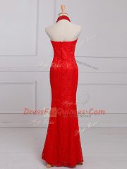 Amazing Sleeveless Beading and Lace Zipper Homecoming Dress