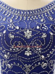 Royal Blue Sleeveless Floor Length Beading Zipper Prom Gown