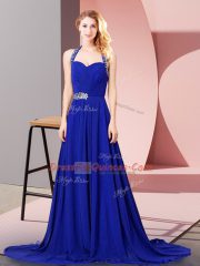 Royal Blue Homecoming Dress Halter Top Sleeveless Zipper