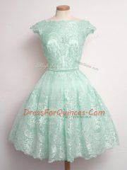 Apple Green Sleeveless Lace Lace Up Dama Dress for Quinceanera for Prom and Party and Wedding Party