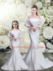 Custom Design Lace 3 4 Length Sleeve 15th Birthday Dress Brush Train and Lace