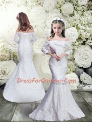 Custom Design Lace 3 4 Length Sleeve 15th Birthday Dress Brush Train and Lace