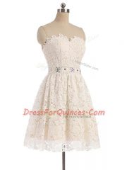Custom Design Mini Length Champagne Evening Dress Sweetheart Sleeveless Zipper