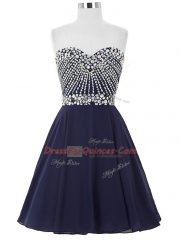 Custom Fit Sleeveless Lace Up Mini Length Beading Dress for Prom
