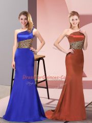 Gorgeous Royal Blue Sleeveless Pattern Floor Length Prom Dress