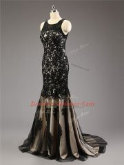 Black Dress for Prom Sweetheart Sleeveless Brush Train Zipper