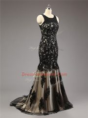 Black Dress for Prom Sweetheart Sleeveless Brush Train Zipper