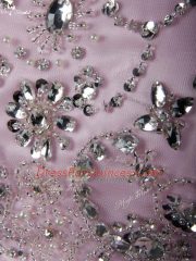 Cheap Mini Length Baby Pink Prom Dresses Tulle Short Sleeves Beading