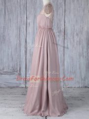 Elegant Pink Dama Dress for Quinceanera Prom and Party and Wedding Party with Lace Scalloped Short Sleeves Clasp Handle