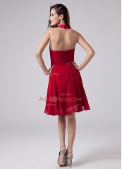 Romantic Sleeveless Zipper Knee Length Ruching Prom Evening Gown