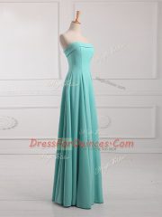 Hot Sale Aqua Blue Chiffon Lace Up Vestidos de Damas Sleeveless Floor Length Ruching