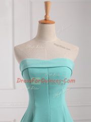 Hot Sale Aqua Blue Chiffon Lace Up Vestidos de Damas Sleeveless Floor Length Ruching