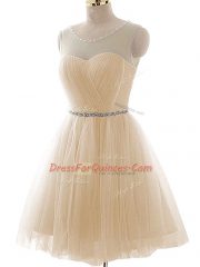 Extravagant Champagne Sleeveless Tulle Lace Up for Prom and Party and Sweet 16