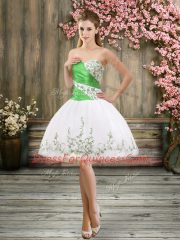 Fantastic White Sweetheart Lace Up Embroidery Homecoming Dress Sleeveless