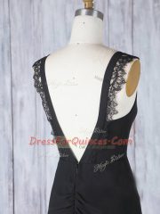 Black Straps Zipper Appliques Dama Dress Sweep Train Sleeveless