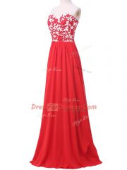 Luxurious Red Sleeveless Lace and Appliques Lace Up Prom Evening Gown