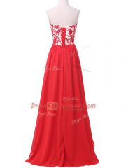 Luxurious Red Sleeveless Lace and Appliques Lace Up Prom Evening Gown