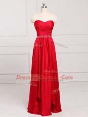 Custom Designed Red Sweetheart Zipper Beading and Belt Damas Dress Sleeveless