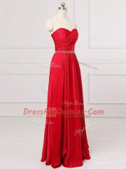 Custom Designed Red Sweetheart Zipper Beading and Belt Damas Dress Sleeveless