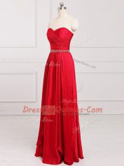 Custom Designed Red Sweetheart Zipper Beading and Belt Damas Dress Sleeveless