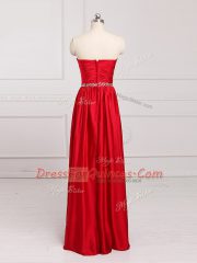 Custom Designed Red Sweetheart Zipper Beading and Belt Damas Dress Sleeveless
