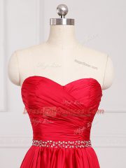 Custom Designed Red Sweetheart Zipper Beading and Belt Damas Dress Sleeveless