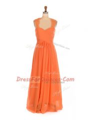Gorgeous Lace Quinceanera Court Dresses Orange Red Lace Up Sleeveless Floor Length