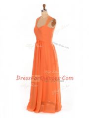 Gorgeous Lace Quinceanera Court Dresses Orange Red Lace Up Sleeveless Floor Length
