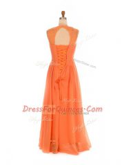 Gorgeous Lace Quinceanera Court Dresses Orange Red Lace Up Sleeveless Floor Length