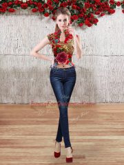 Red Sleeveless Organza Lace Up 15 Quinceanera Dress for Military Ball and Sweet 16 and Quinceanera