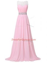 Floor Length Lavender Homecoming Dress Scoop Sleeveless Zipper