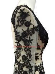 Spectacular One Shoulder Long Sleeves Tulle Prom Dresses Beading and Appliques Side Zipper