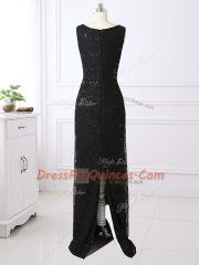 Exceptional Black Prom Dresses Prom and Military Ball and Sweet 16 with Lace Scoop Long Sleeves Zipper