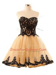 Sweetheart Sleeveless Tulle Prom Evening Gown Appliques Lace Up
