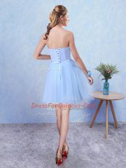 On Sale Sweetheart Sleeveless Lace Up Dama Dress Blue Tulle