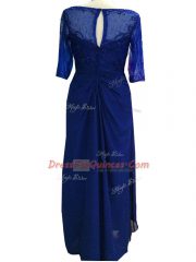 Royal Blue Column/Sheath Chiffon V-neck Sleeveless Beading Floor Length Zipper Prom Dress