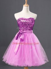Sumptuous Sequins Prom Party Dress Lilac Zipper Sleeveless Mini Length