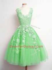 Lace Dama Dress Green Lace Up Sleeveless Knee Length