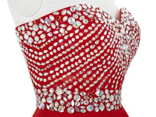 Fashion Red Sweetheart Neckline Beading Prom Dress Sleeveless Lace Up
