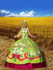 Exceptional Floor Length Olive Green Vestidos de Quinceanera Sweetheart Sleeveless Lace Up