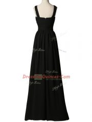 Black Chiffon Zipper Dama Dress Sleeveless Floor Length Appliques