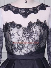 Satin Long Sleeves Mini Length Prom Gown and Lace and Appliques