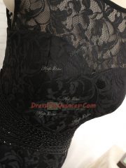 Beauteous Sleeveless Lace Zipper Prom Party Dress in Black with Lace and Appliques