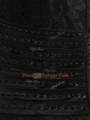 Beauteous Sleeveless Lace Zipper Prom Party Dress in Black with Lace and Appliques