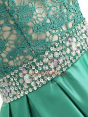 Sleeveless Backless Floor Length Lace and Appliques Homecoming Dress