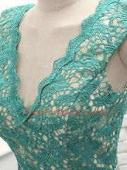 Sleeveless Backless Floor Length Lace and Appliques Homecoming Dress