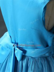 Knee Length Apple Green Girls Pageant Dresses Tulle Sleeveless Sequins and Hand Made Flower